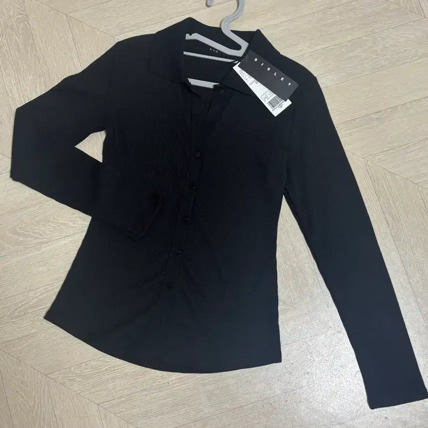 [BUNJANG] SISLEY Black Ribbed Collar Knit XS / SISLEY 시슬리 블랙 골지 카라 니트 XS