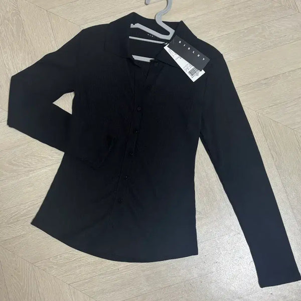 [BUNJANG] SISLEY Black Ribbed Collar Knit XS / SISLEY 시슬리 블랙 골지 카라 니트 XS