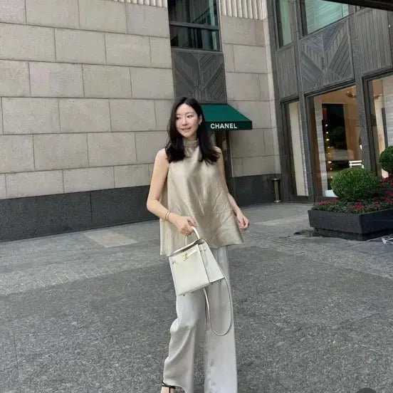 [BUNJANG] Lemieux Ezel Tie Blouse Gold Beige / 르뮈 에젤 타이 블라우스 골드베이지