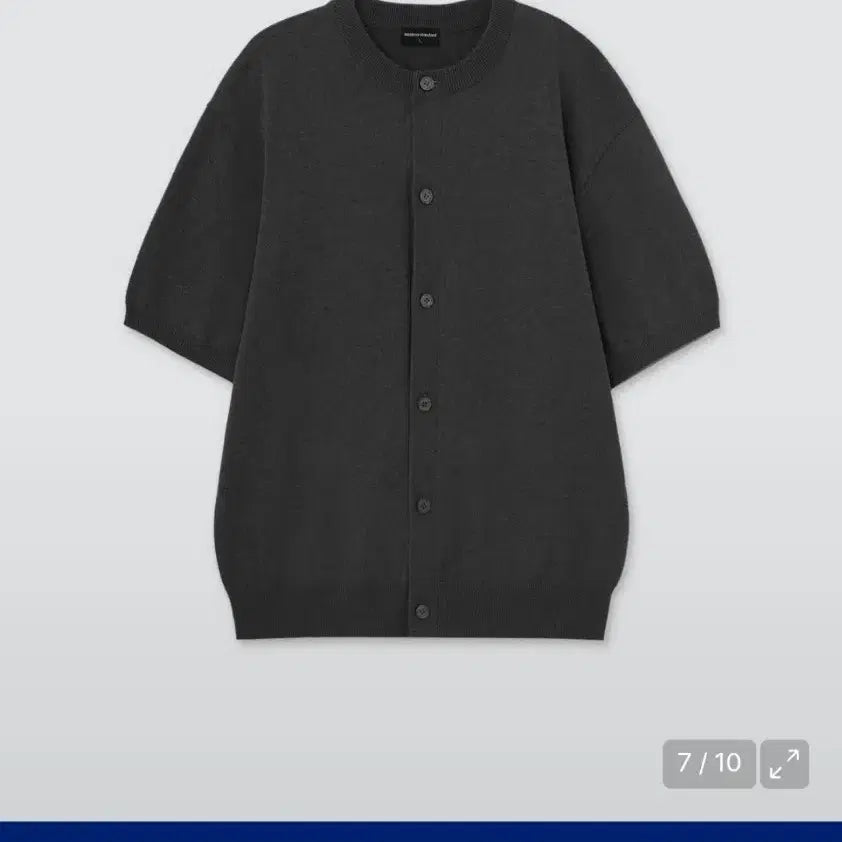 [BUNJANG] Unstandard Washable Supima Cotton Round Neck Short Sleeve Cardigan XL (Medium Gray) / 무탠다드 워셔블 수피마 코튼 라운드 넥 반소매 가디건 XL [미디엄 그레이] 1회 착용