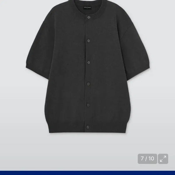 [BUNJANG] Unstandard Washable Supima Cotton Round Neck Short Sleeve Cardigan XL (Medium Gray) / 무탠다드 워셔블 수피마 코튼 라운드 넥 반소매 가디건 XL [미디엄 그레이] 1회 착용