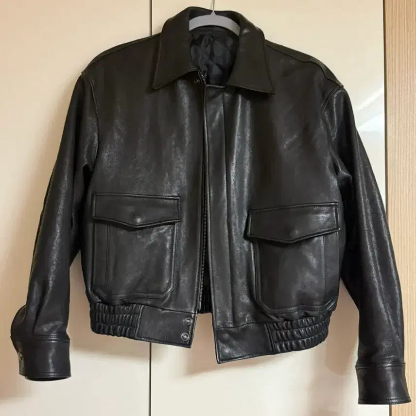 [BUNJANG] COOR Women's Vegetable Leather A-2 Jacket (Black) / [쿠어 우먼] 베지터블 레더 A-2 자켓 (블랙)