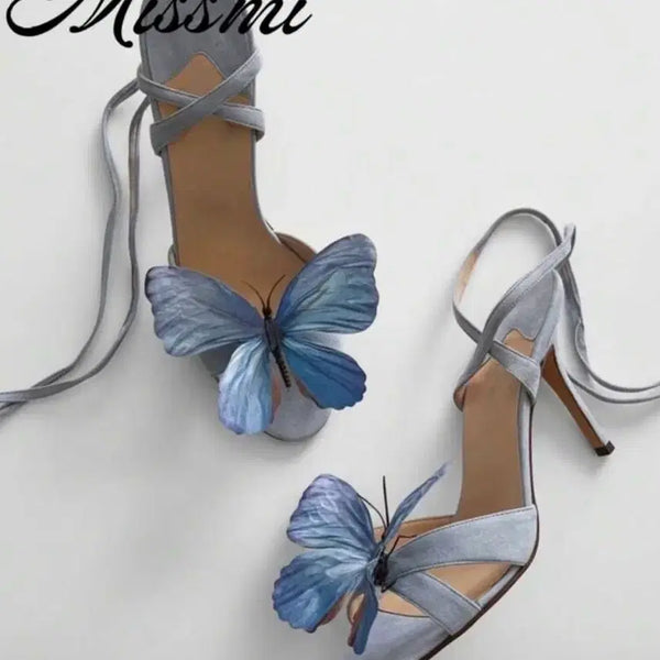 [BUNJANG] Missmi Butterfly Strap Heels - Sky Blue, Size 235 / 새상품) Missmi 나비 스트랩 힐 하늘색 235