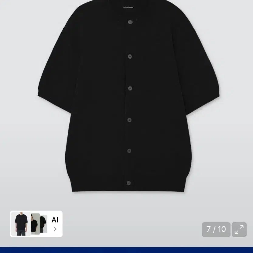 [BUNJANG] Muttan Standard Washable Supima Cotton Round Neck Short Sleeve Cardigan XL Black / 무탠다드 워셔블 수피마 코튼 라운드 넥 반소매 가디건 XL [블랙] 1회 착용