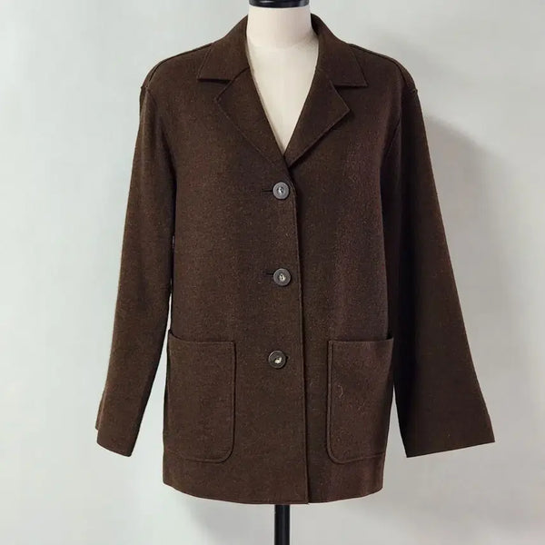 [BUNJANG] Addenda Renown 100% Wool Brown Classic Jacket Women's L / Addenda 레나운 울 100% 브라운 클래식 자켓 여성 L