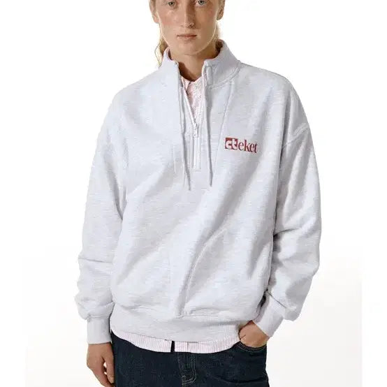 [BUNJANG] T-ket Half-Zip Sweatshirt Melange Grey / 테켓 반집업