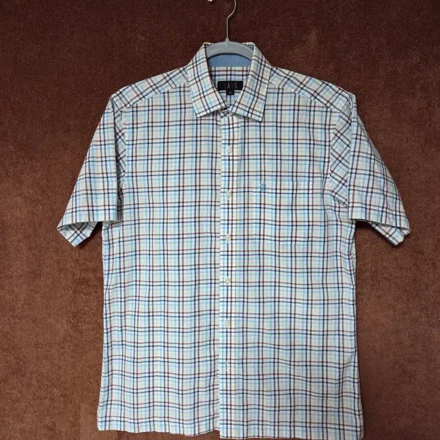 [BUNJANG] Daks Short Sleeve Check Pattern Shirt (Size 95) / 닥스 반팔 남방 셔츠 95