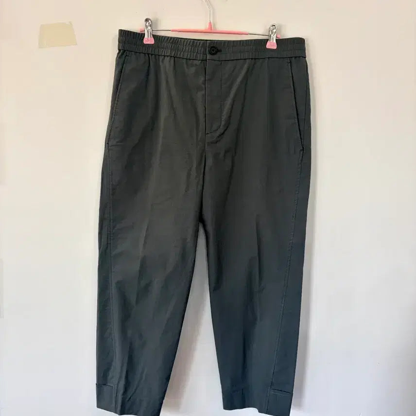 [BUNJANG] Time by Han Style Khaki Waist Banding 9/10 Length Slacks / 한섬 타임 슬랙스 바지 카키 밴딩 9부바지