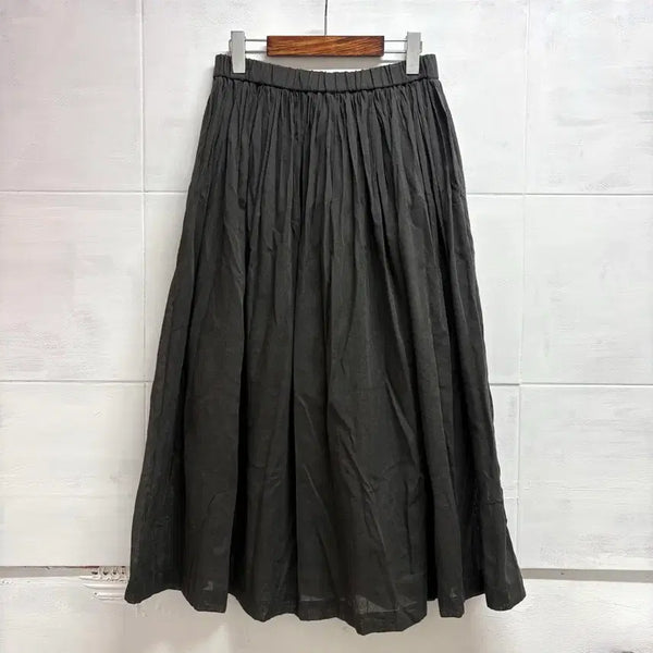 [BUNJANG] Samansa Mos2 Charcoal Linen Blend Pleated Long Skirt / samansa mos2 사만사모스 차콜 린넨 혼방 주름 롱 스커트 F JPN