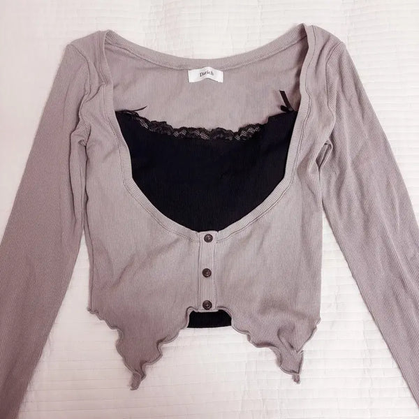 [BUNJANG] Darich Lace Layered Knit / Darich 다리치 레이스 레이어드 니트 스나계 걸리 양산형 지뢰계
