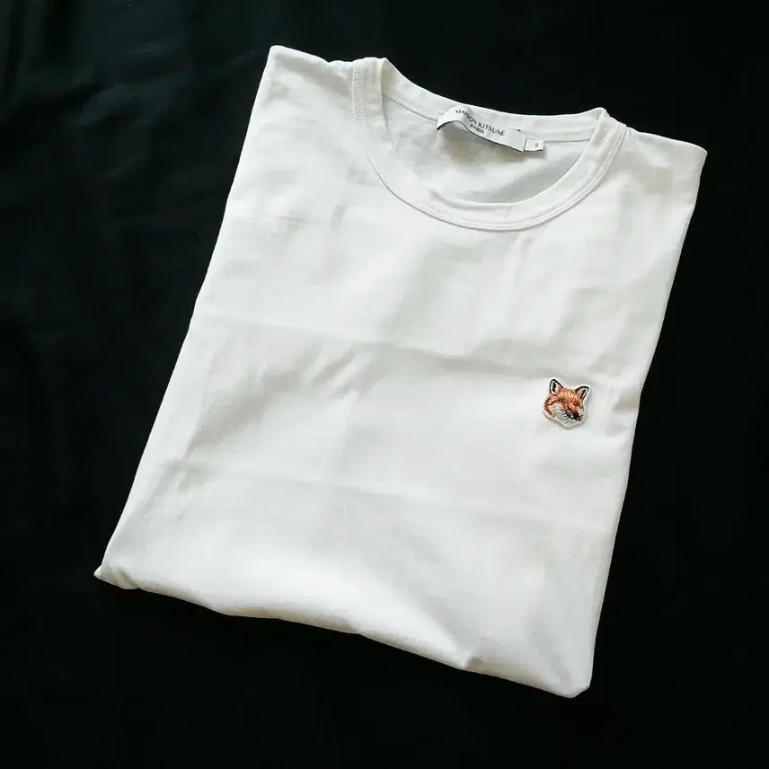 [BUNJANG] Maison Kitsune Fox Logo Short Sleeve T-Shirt White / 한글택이 있는 메종 키츠네 폭스 로고 반팔 티