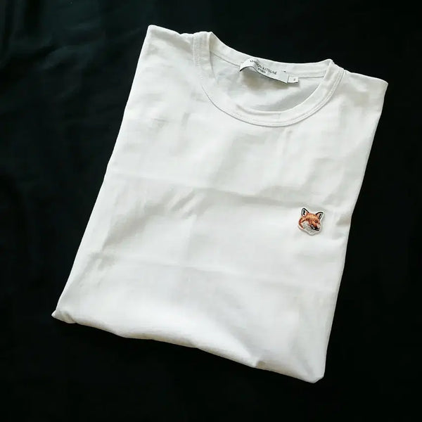 [BUNJANG] Maison Kitsune Fox Logo Short Sleeve T-Shirt White / 한글택이 있는 메종 키츠네 폭스 로고 반팔 티