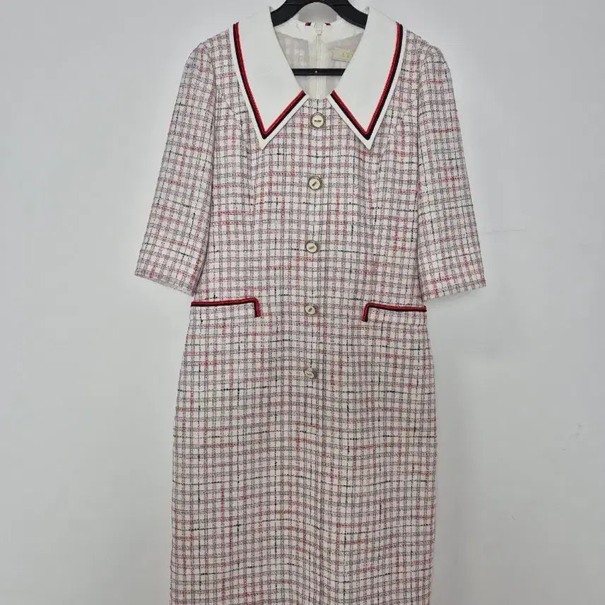 [BUNJANG] LYNN Check Short-Sleeve Midi Dress Size 55 / LYNN 린 체크 반팔 원피스 /55