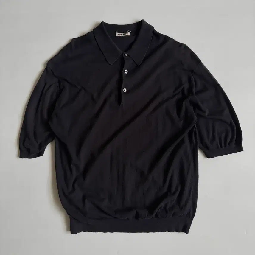 [BUNJANG] Auralee Short Sleeve Collar Knit T-Shirt / 오라리 Auralee 반팔 카라 니트 티셔츠