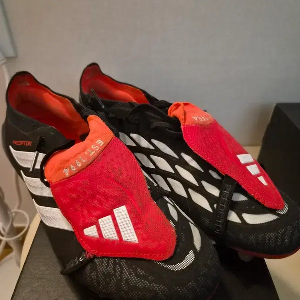 [BUNJANG] Adidas Predator Elite HG FG 265 Football Boots Black/Red / 아디다스 프레데터 엘리트 hg ft 265 축구화 블랙/레드