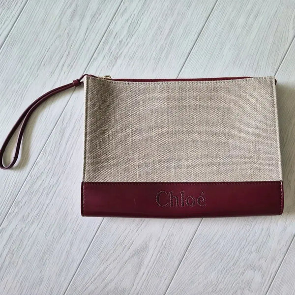 [BUNJANG] Chloe Clutch Bag Burgundy/Beige / 정품 끌로에 클러치백 버건디/베이지