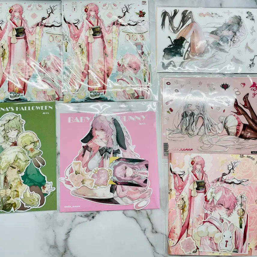 [BUNJANG] Mukuchi Artist Matte Pearl Sticker Set (7 Sheets) / [문구류] 무쿠치 작가님 메가 할인  스티커 세트
