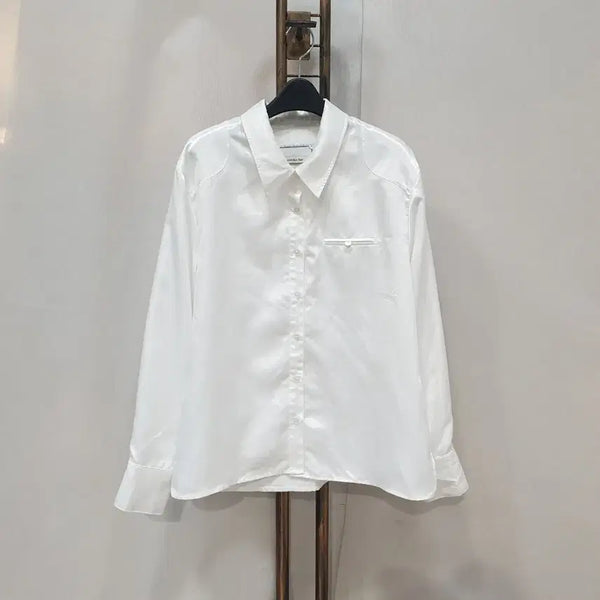 [BUNJANG] Overdue Flare White Shirt Blouse / (JJ30977)오버듀플레어 화이트 셔츠 블라우스 F