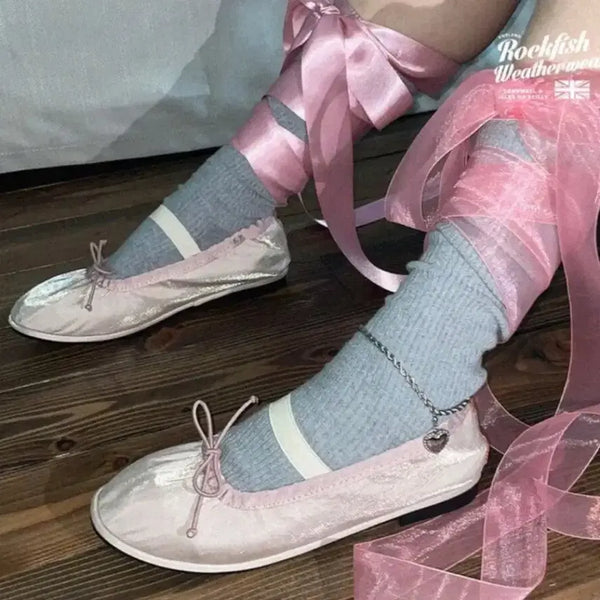 [BUNJANG] Rockfish Weatherwear x SINOON Mary Jane Scrunch Ballet Flats - Pink / 락피쉬웨더웨어 시눈 콜라보 메리제인 스크런치 핑크 240 미사용