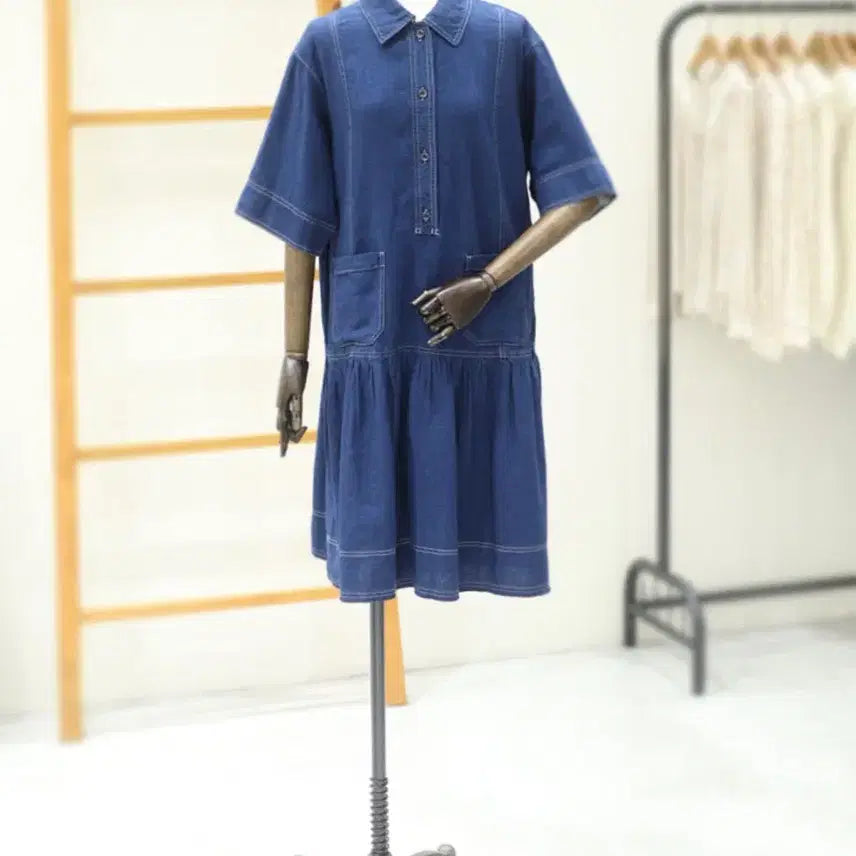 [BUNJANG] Thursday Island Denim Linen Dress / 써스데이아일랜드 데님린넨원피스