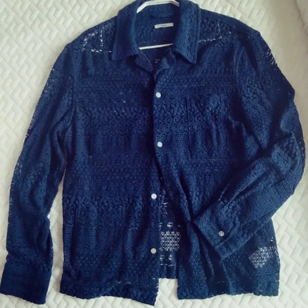 [BUNJANG] BODE Croche Shirt Jacket Navy Blue / BODE croche shirt 보디 크로쉐 셔츠 자켓