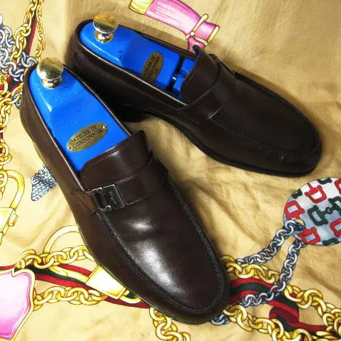 [BUNJANG] Salvatore Ferragamo Dark Brown Calfskin Single Gancini Loafers / 이태리명품 페라가모 다크브라운 카프스킨 간치니 로퍼 260