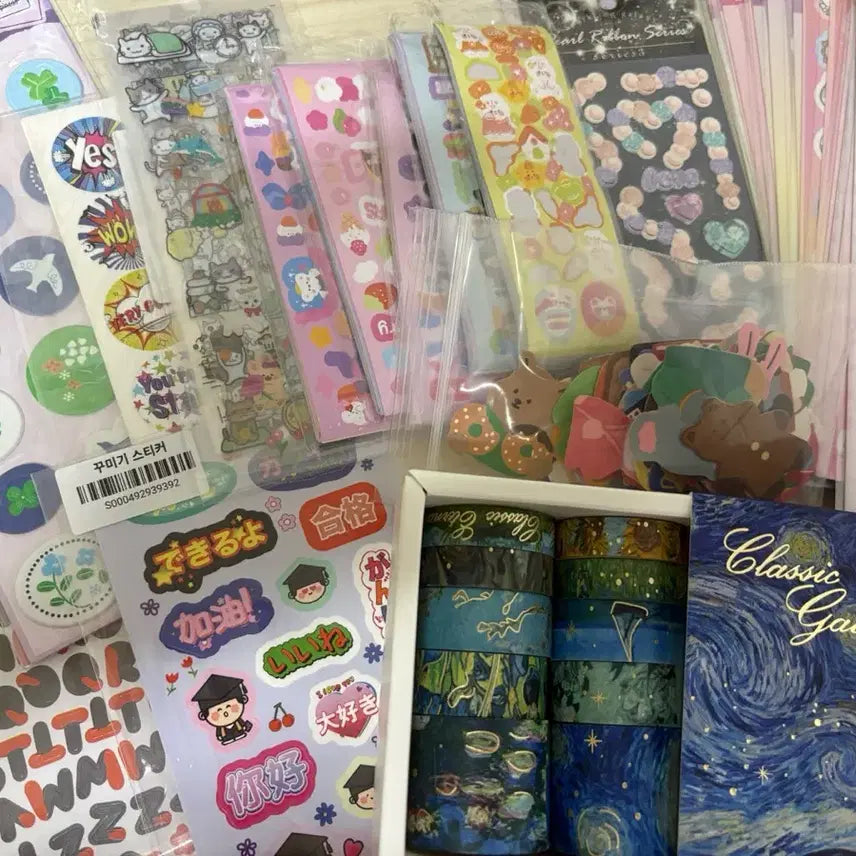 [BUNJANG] Cute Character Sticker & Washi Tape Set / 귀여운 캐릭터 스티커 마스킹 테이프 세트