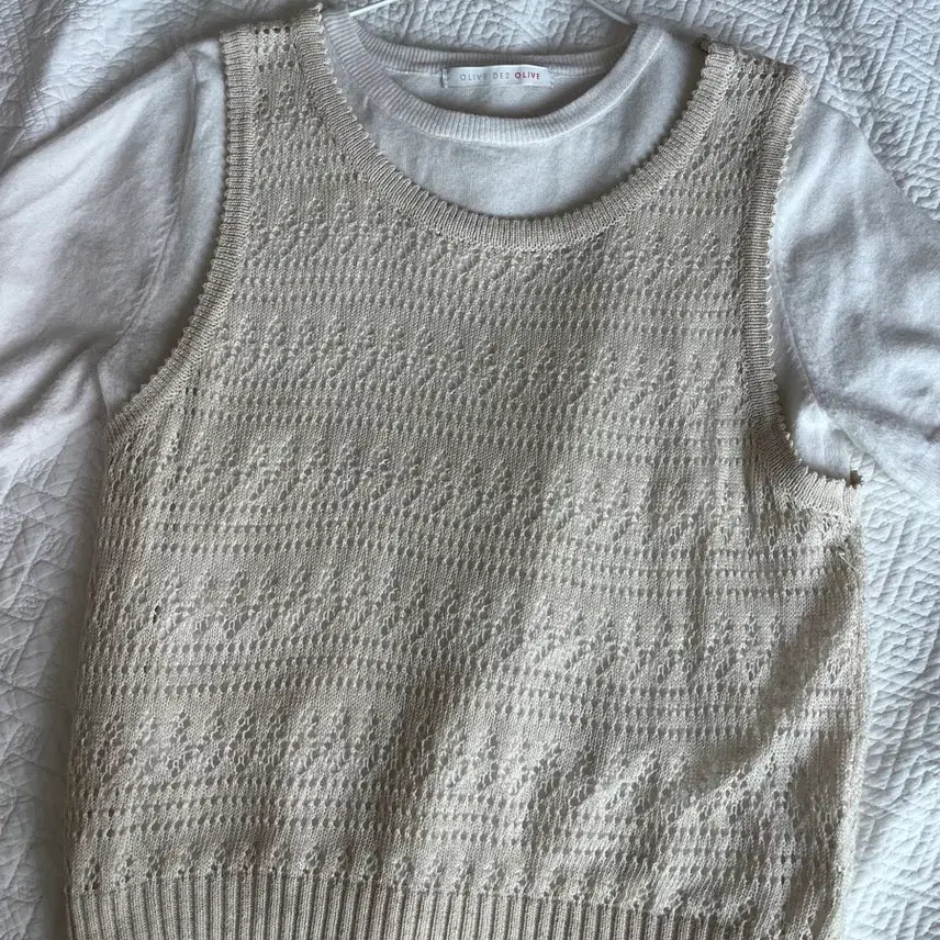 [BUNJANG] Olive des Olive Ivory Knit Vest Set / 올리브데올리브 니트조끼 세트