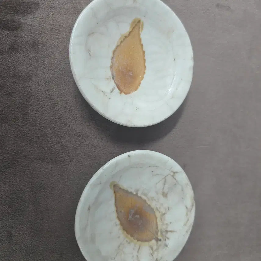 [BUNJANG] Leaf Pattern & Ice Crackle Glaze Mini Plate Set (Set of 2) / '엽문 회유 빙렬' 미니 접시 2종