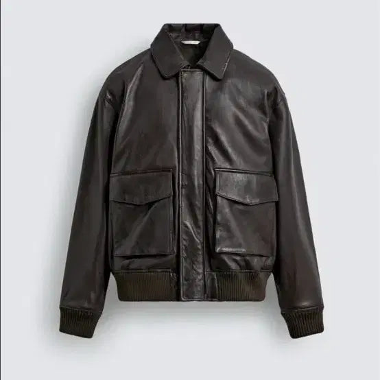 [BUNJANG] ZARA Relaxed Fit Lambskin Leather Jacket Brown / [L] 자라 릴렉스핏 레더 자켓 브라운 A-2