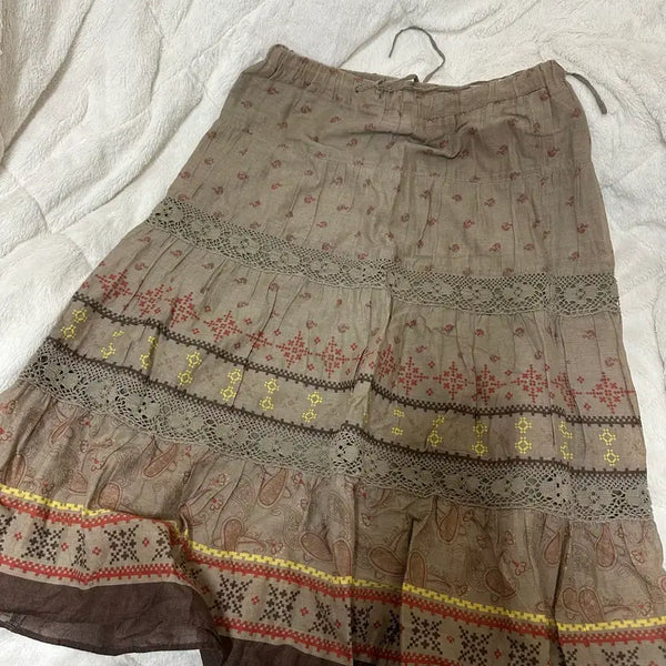 [BUNJANG] Mori Girl Pattern Long Skirt / 모리걸 패턴 롱 스커트
