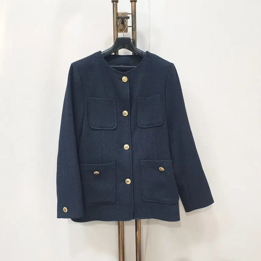 [BUNJANG] Yungdi.com Tweed Gold Button Jacket - Navy, Size M / (JJ30979)융디닷컴 트위드 금장 자켓 M