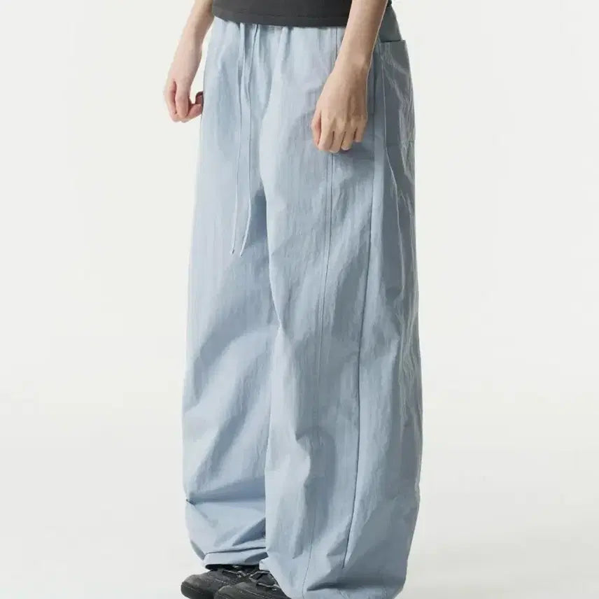 [BUNJANG] The Coldest Moment Mini Logo Nylon Pants Sky Blue TCM / 더콜디스트모먼트 미니 로고 나일론 팬츠 스카이블루 TCM