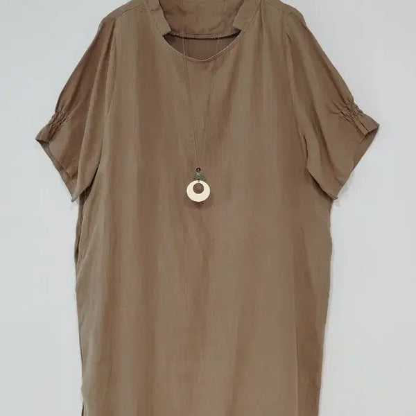 [BUNJANG] Brown Linen Maxi Dress / 브라운 린넨 마 원단 시원한 목  주머니0 주름포인트 소매 박시핏 원피스