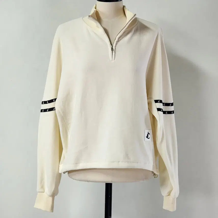 [BUNJANG] Juicy Couture Velour Half-Zip Sweatshirt Ivory 55 / 쥬시꾸뛰르 벨로아 반집업 맨투맨 아이보리 55