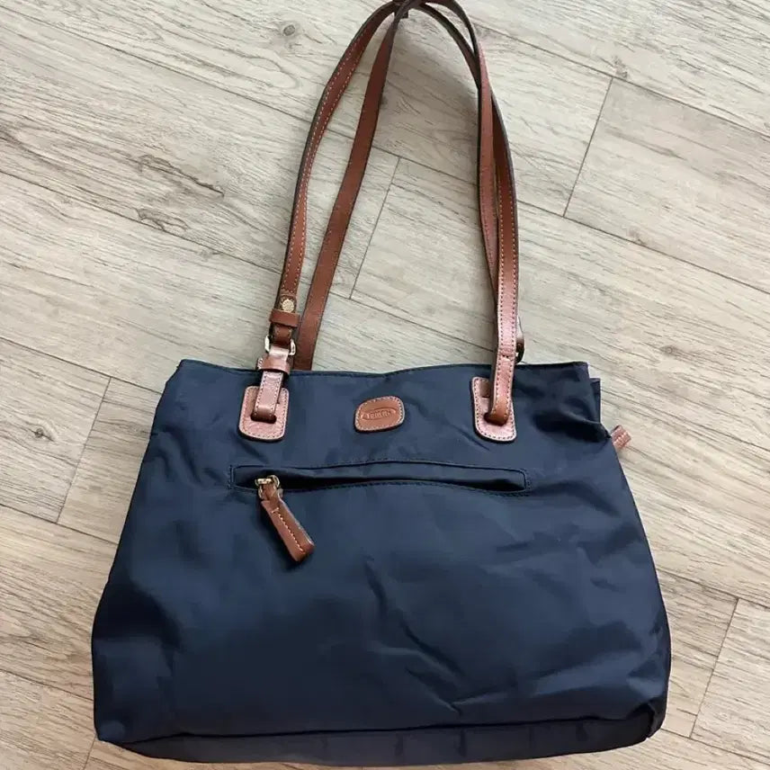 [BUNJANG] Briggs Navy Leather Trim Tote Bag / 브릭스 토트백 네이비 가죽 트리밍