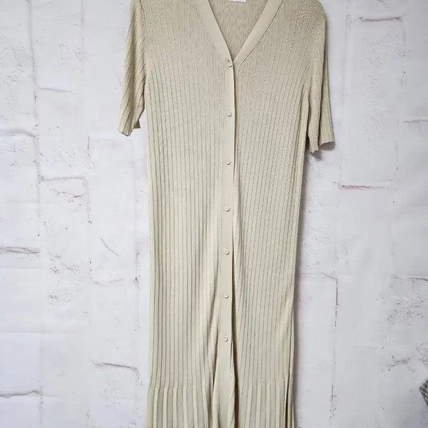 [BUNJANG] KUHO Ribbed Short Sleeve V-Neck Knit Dress / 구호 골지 반팔 브이넥 니트 원피스