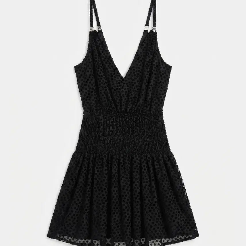 [BUNJANG] Maje Black Embossed Camisole Dress / 마쥬 블랙 엠보싱 끈나시 원피스 36