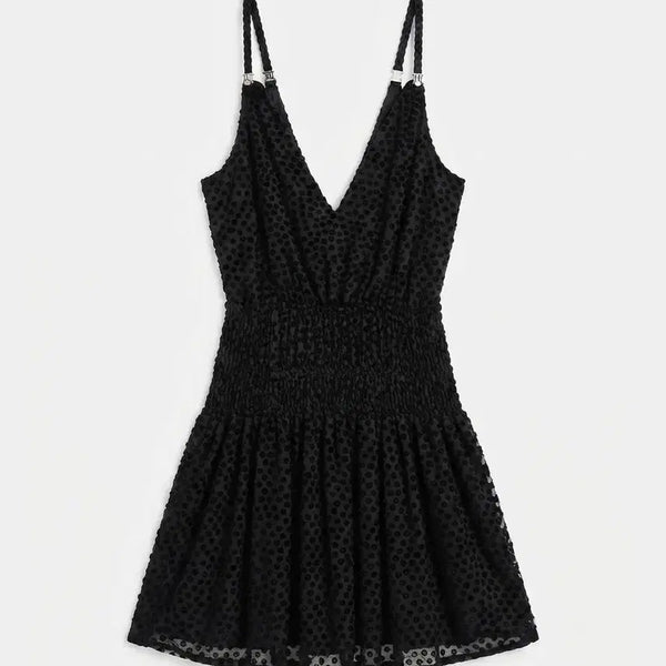 [BUNJANG] Maje Black Embossed Camisole Dress / 마쥬 블랙 엠보싱 끈나시 원피스 36