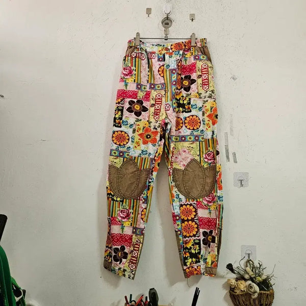 [BUNJANG] Patchwork Flower Pattern Pants / 패치워크 플라워 패턴 바지