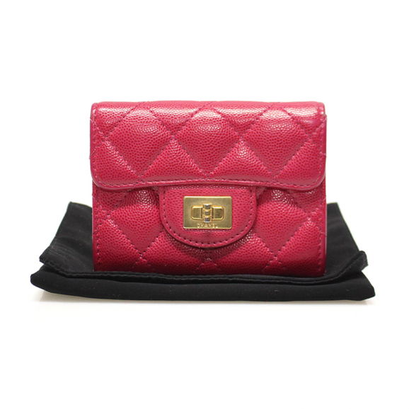 [BUNJANG] Chanel Red Caviar 2.55 Flap Card Holder Gold Hardware (22 Series) / Chanel(샤넬) A80831 레드 캐비어 금장 메탈 2.55 플랩 카드홀더 카드지갑 (22번대)