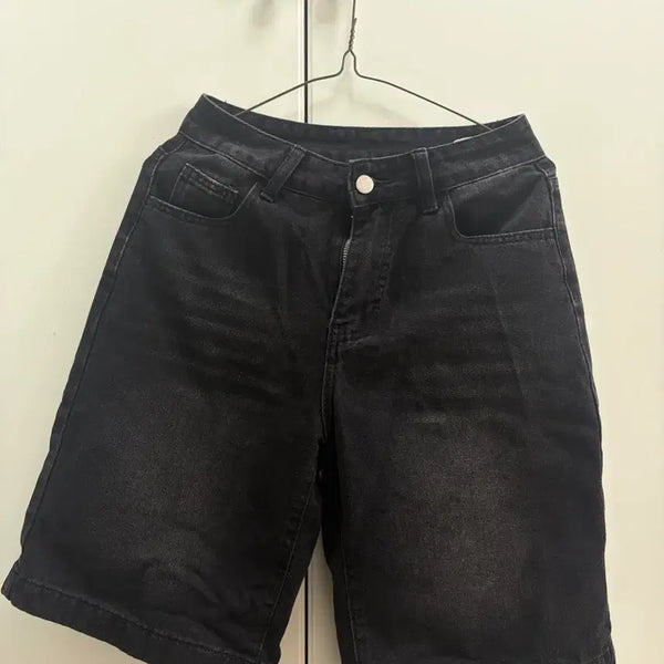 [BUNJANG] Black Denim Bermuda Shorts / 흑청 버뮤다 팬츠