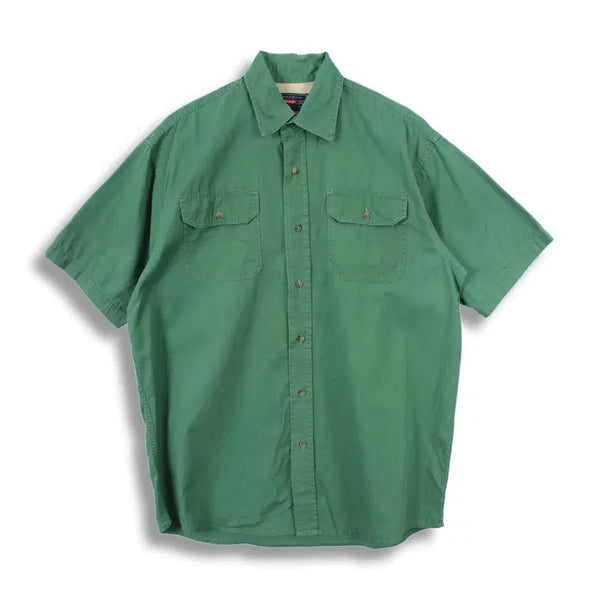 [BUNJANG] Wrangler Men's Cotton Pocket Short Sleeve Work Shirt / 랭글러 (MEN - M) 코튼 포켓 반팔 워크 셔츠