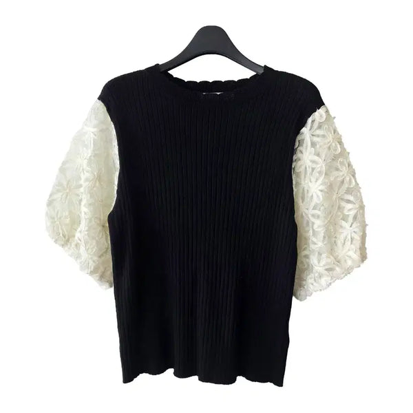 [BUNJANG] Color Block Loose Knit Top / F/소매 배색 아방니트