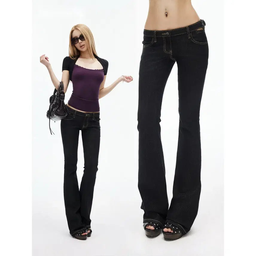 [BUNJANG] iamxiaa Cut-out Retro Low-Rise Slim Flare Jeans / iamxiaa 아엠시아 컷아웃 레트로 로우라이즈 슬림 플레어 진