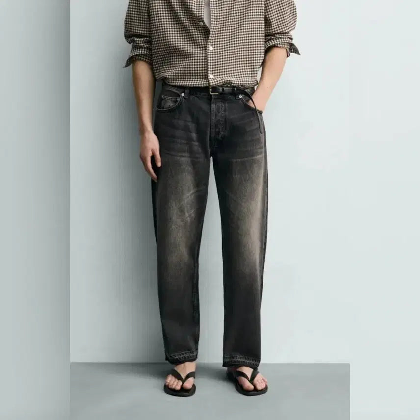[BUNJANG] Zara Washed Denim Straight Fit Jeans Charcoal / 새제품30 자라 빈티지 워시드 데님 스트레이트핏 청바지 차콜 4048/445/822