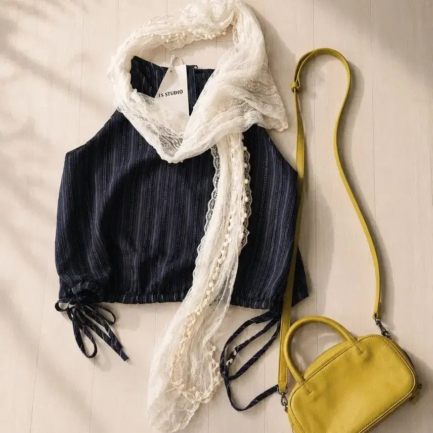 [BUNJANG] Lace Pom Pom Tassel Long Muffler Scarf (Ivory) / 감성 레이스] 레이스 퐁퐁 테슬 롱 머플러 / 스카프 (아이보리)