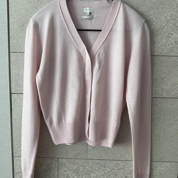 [BUNJANG] S.I.E. Ribbed Cardigan Pink / 시에 리벨 가디건 핑크