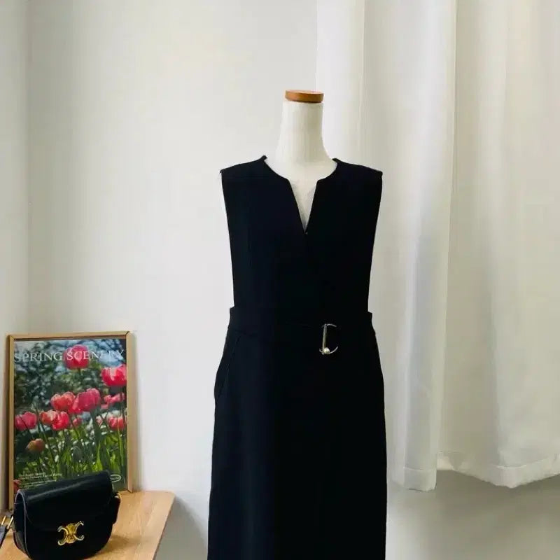 [BUNJANG] SI Pearl Brooch Black Dress / 씨 SI 진주 포인트 블랙 원피스