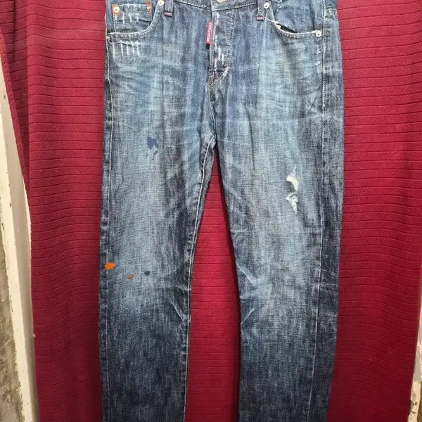 [BUNJANG] DSQUARED2 Men's Washed Denim Jeans with Damage and Paint Splatter / (31)디스퀘어드2 청바지 남성 워싱 데미지 페인트 묻음